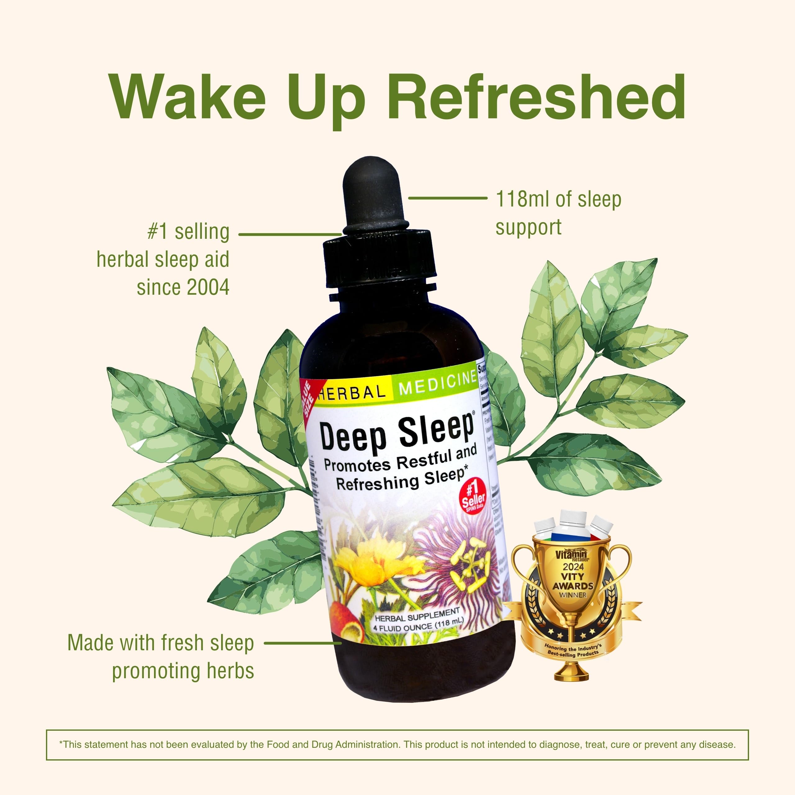Glass of water with drops from Herbs Etc. Deep Sleep for easy mixing at night.