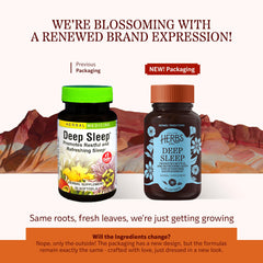 Herbs Etc Deep Sleep label highlights organic herb blend for relaxation