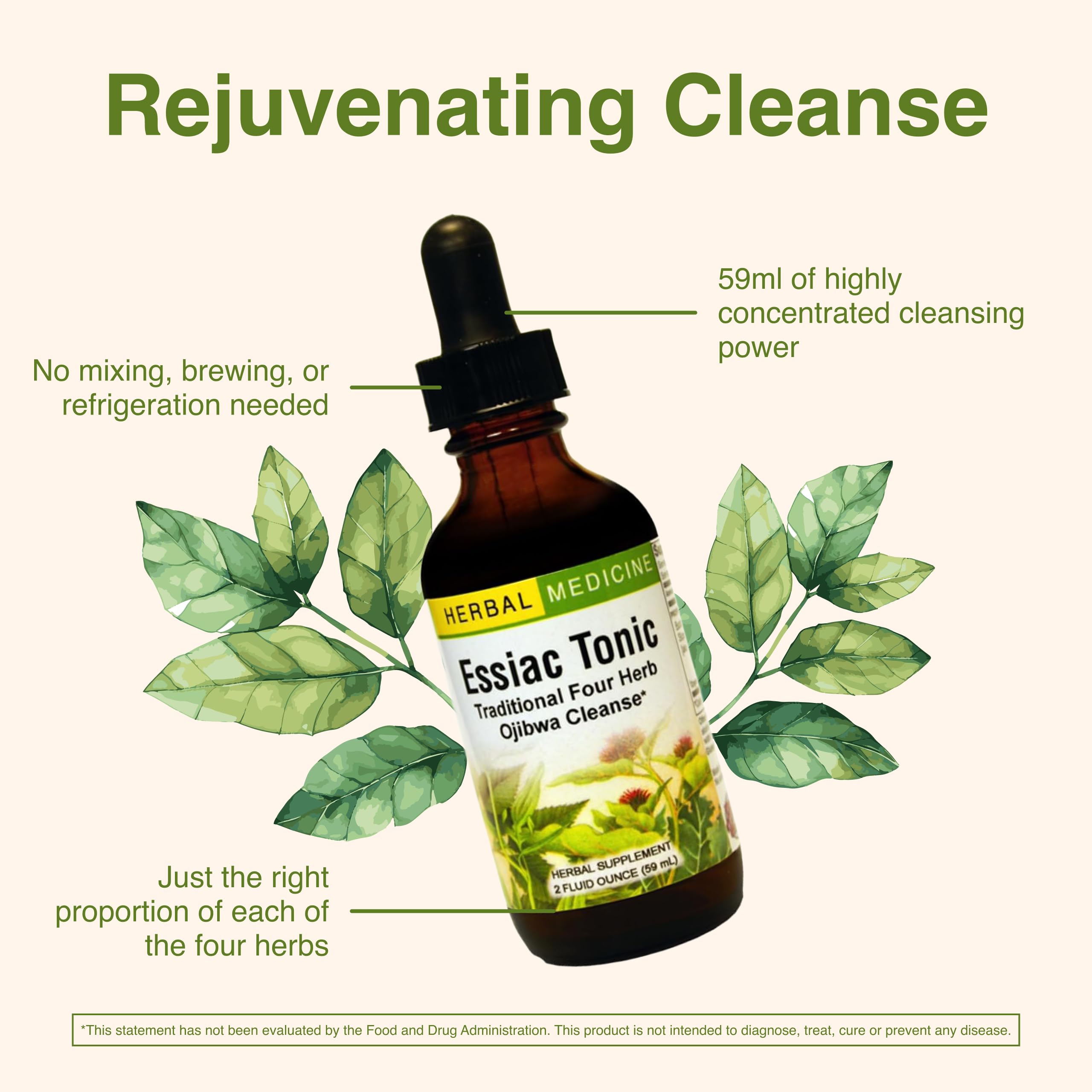 Herbs etC Essiac Tonic herb ingredients depicted on label