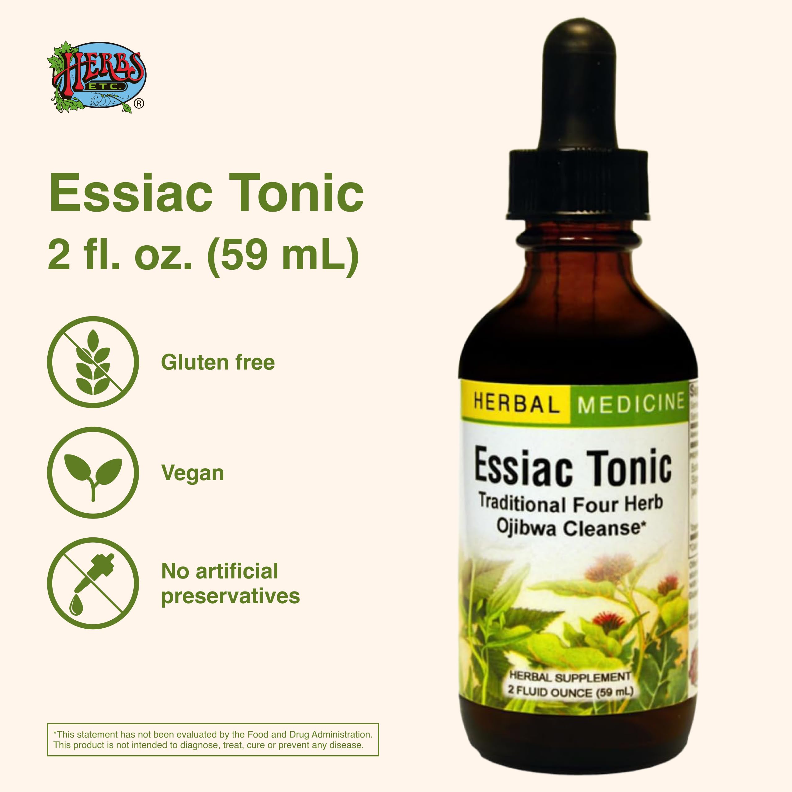 Close-up of Essiac Tonic label showing Ojibwa cleanse heritage