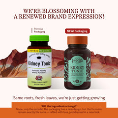 Herbs, Etc. Kidney Tonic label—non-GMO gluten-free formula with dandelion, parsley, and saw palmetto
