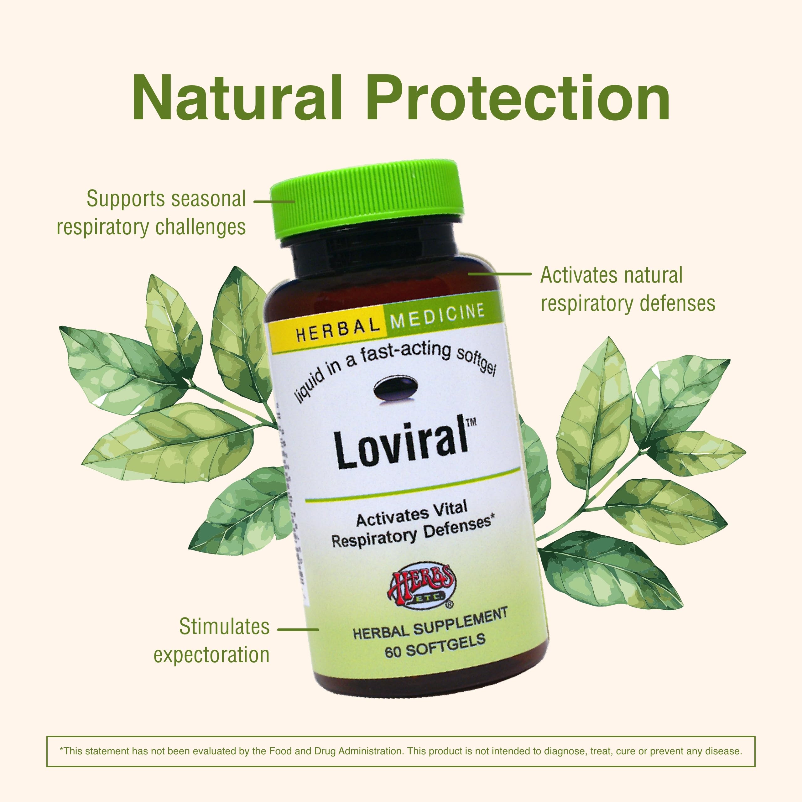 Gluten-free Loviral packaging emphasizes allergen-friendly herbal blend