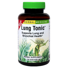 Herbs Etc. Lung Tonic bottle close-up showing daily breathing support.