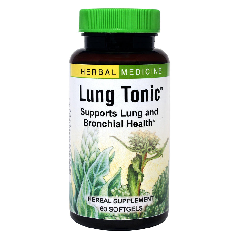 Herbs Etc. Lung Tonic bottle with softgels for daily respiratory support.
