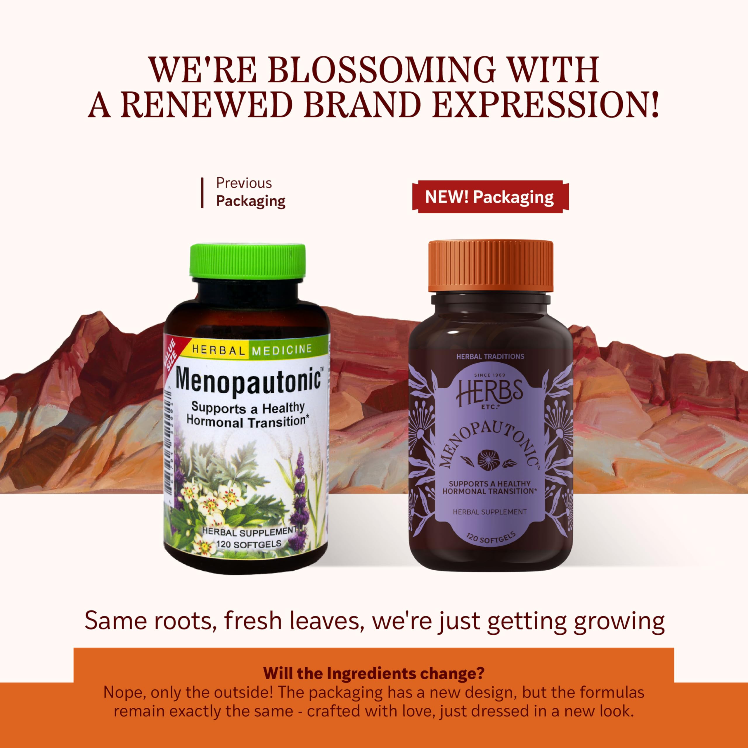 Herbs Etc. Menopautonic Softgels with dong quai for balance.
