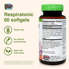 Herbs Etc. Respiratonic bottle label shows dosage details for easy shopping.
