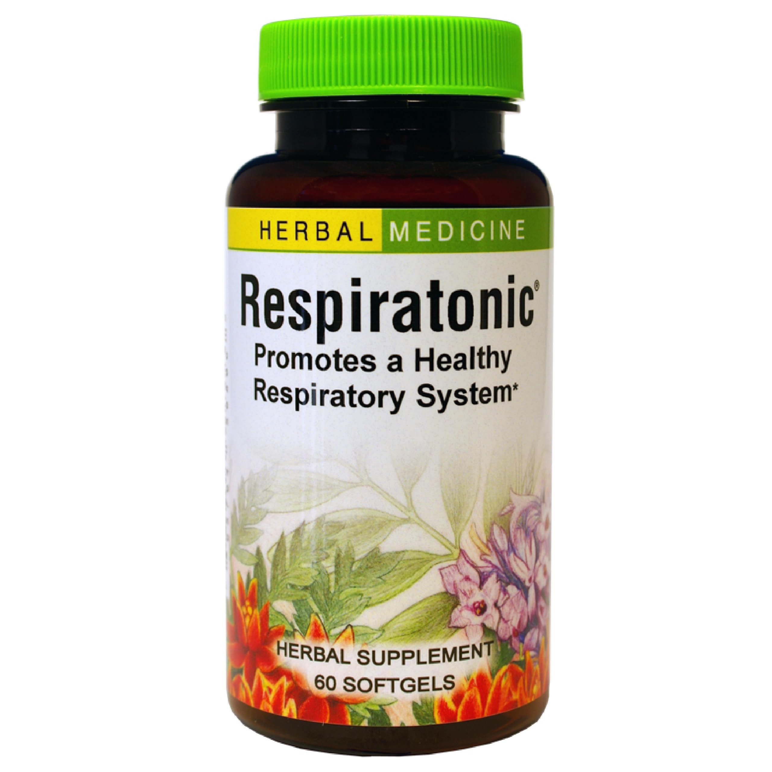 Herbs Etc. Respiratonic softgel bottle supports daily respiratory comfort.