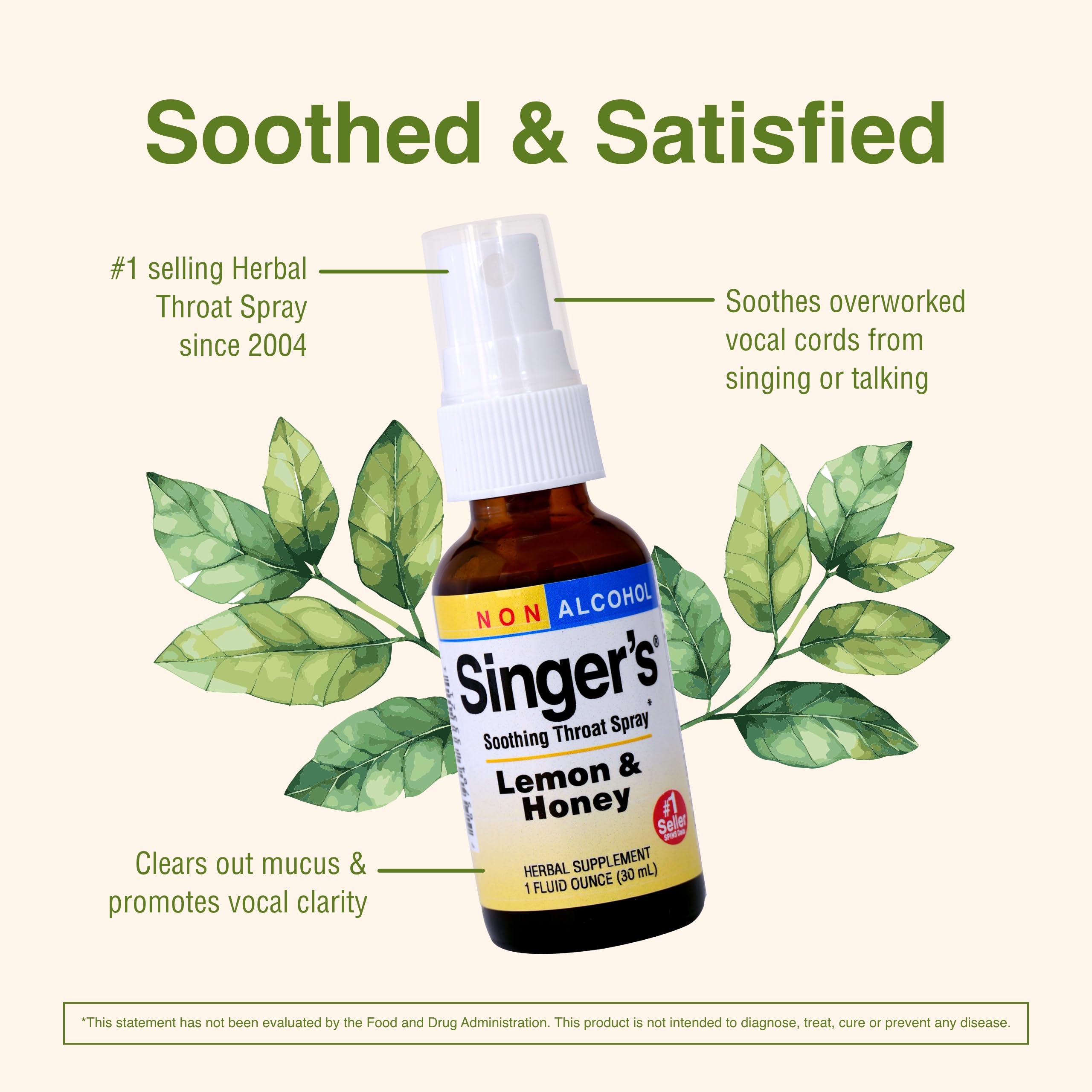 Application view suggests two-spray use for throat comfort during performances.