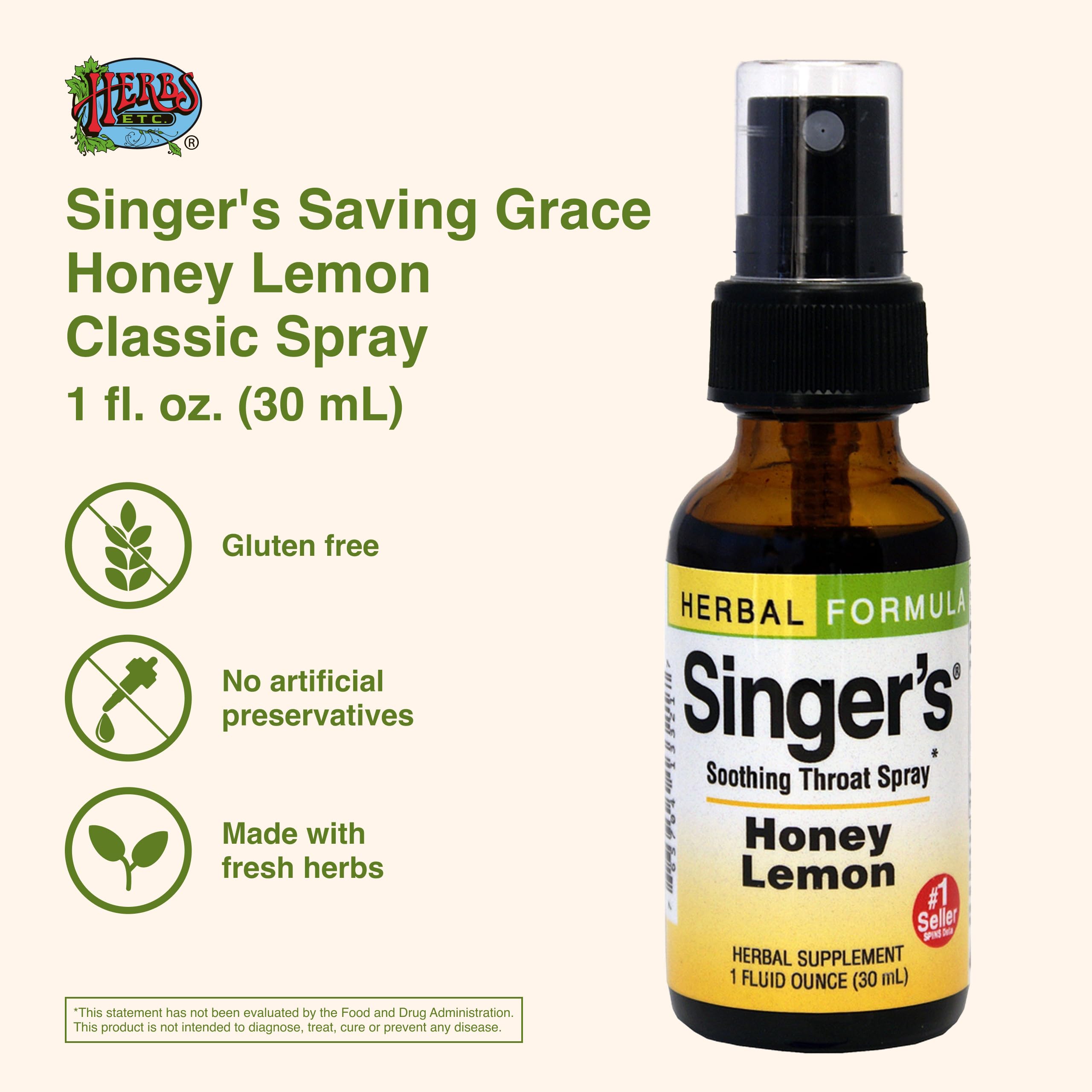 Herbs Etc. Singer's Saving Grace packaging closeup showing herbal blend