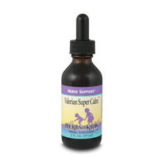 Herbs For Kids Valerian Super Calm bottle label showing calming herbal blend for children