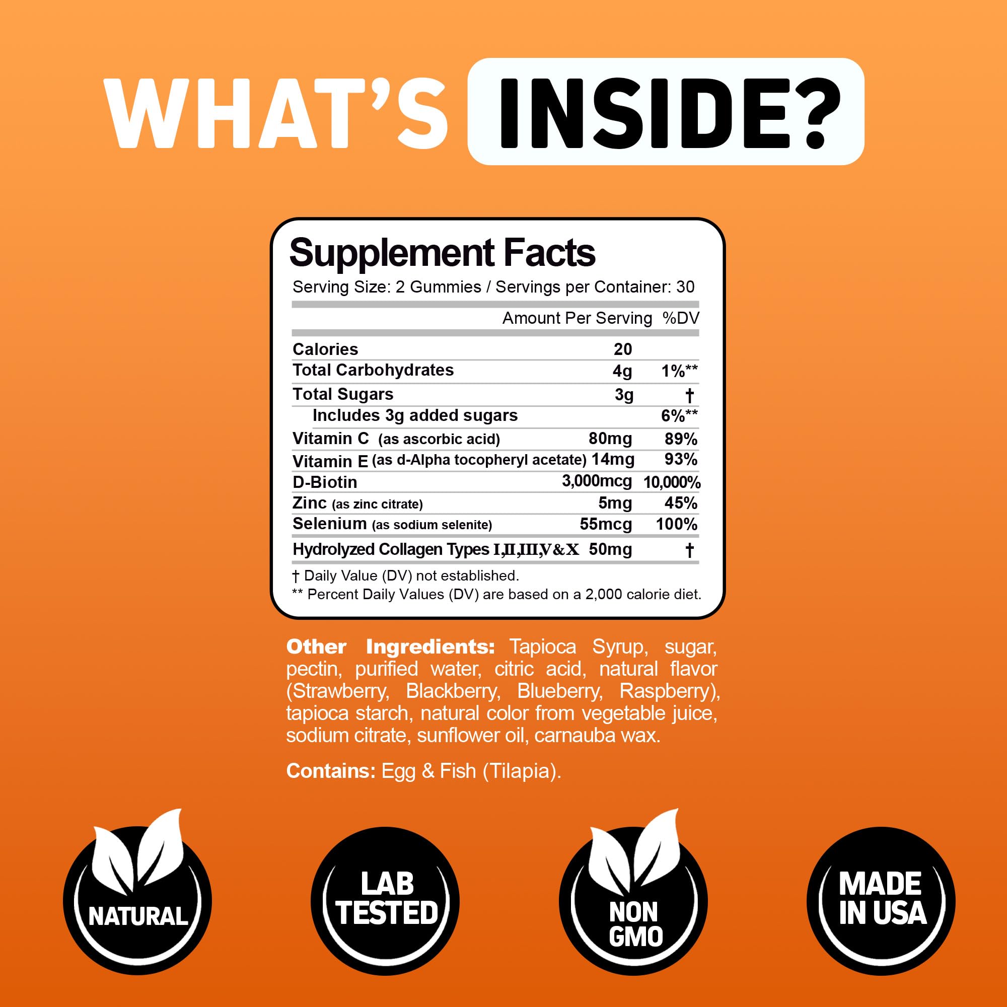 Herbtonics biotin vitamin C minerals close-up emphasizing hair and nail support.