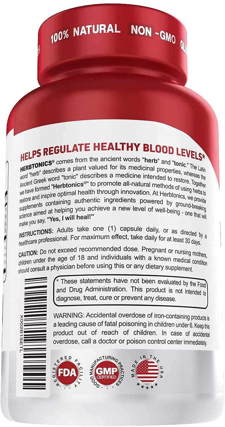 Herbtonics Blood Booster Iron folate blend supports healthy red blood cells.