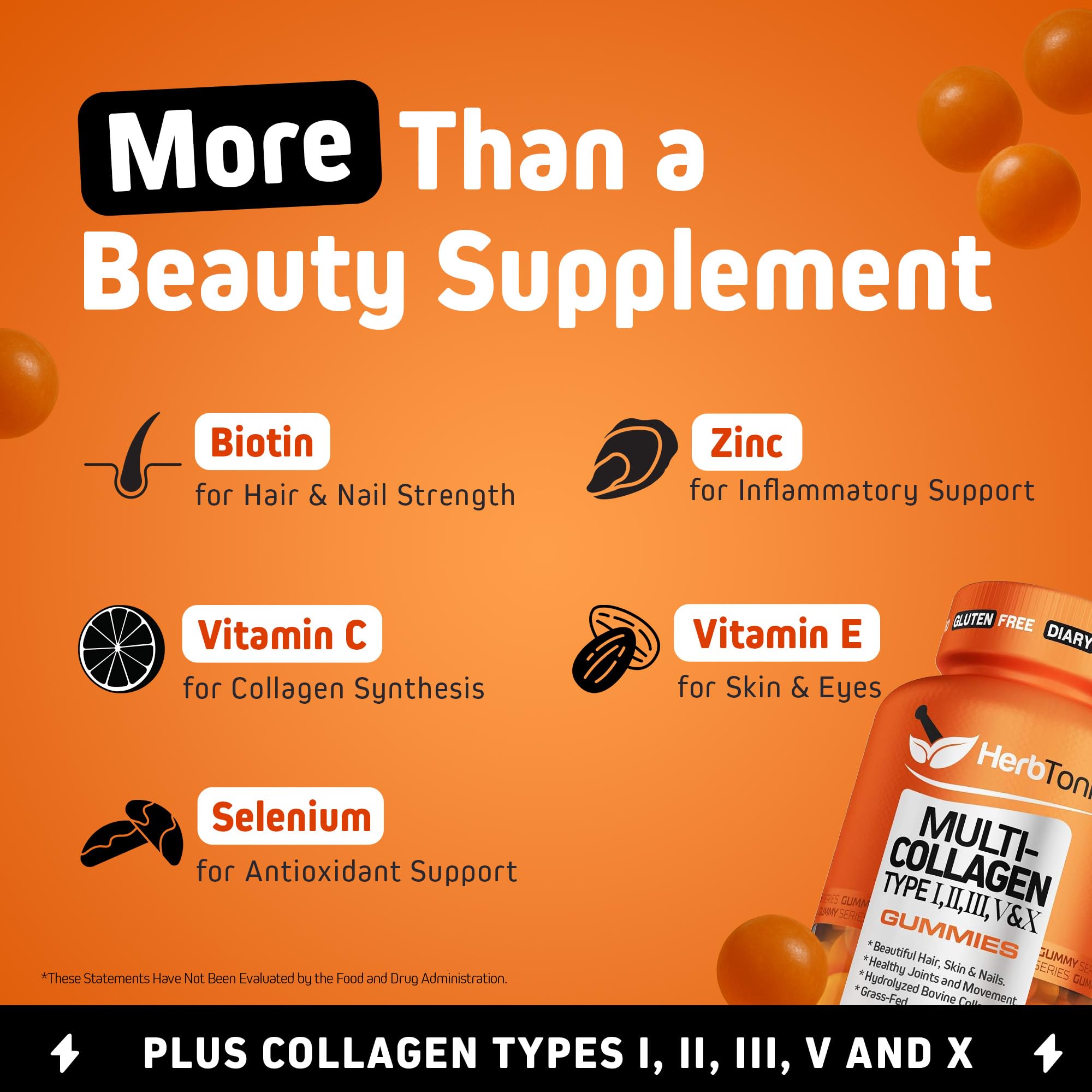 Herbtonics collagen types bottle notes five collagen types for beauty and wellness.