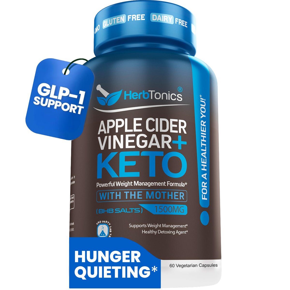 Herbtonics Metabolic Optimizer capsules with apple cider vinegar for appetite support.