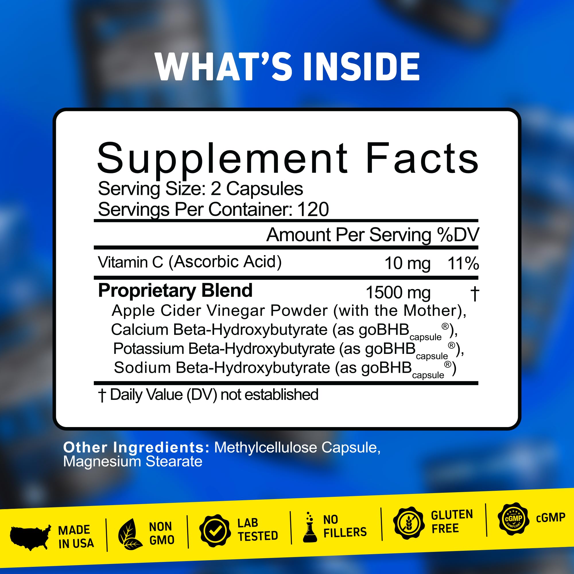 Exogenous BHB capsules close-up, signaling steady energy support.
