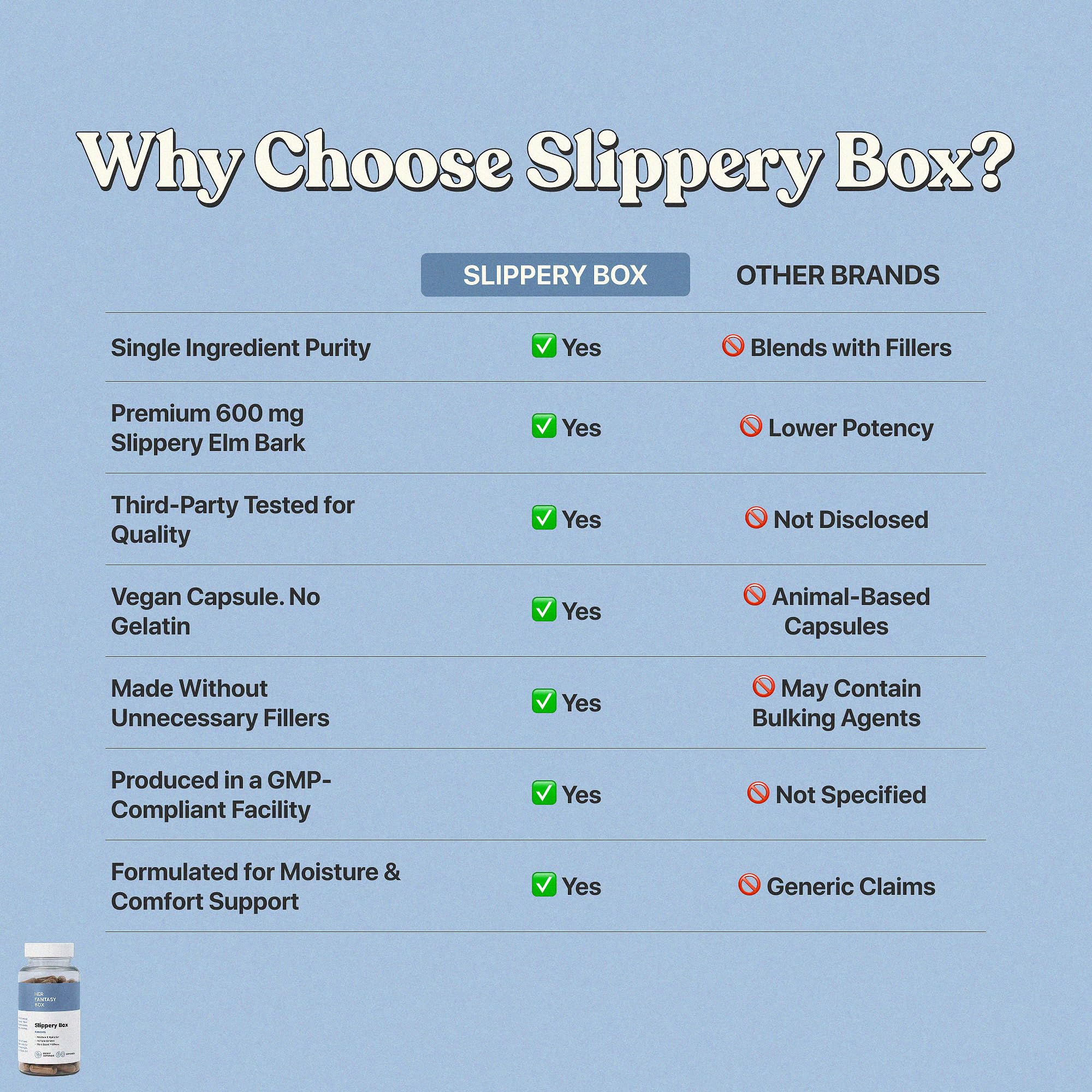 Her Fantasy Box capsules on table suggest simple daily routine.