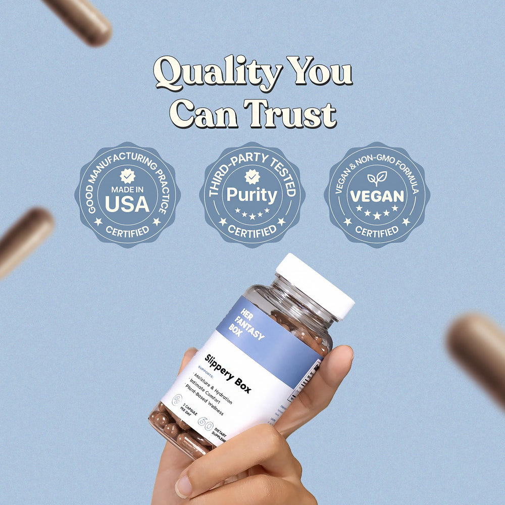 Her Fantasy Box packaging with ingredient panel communicates plant-based care.