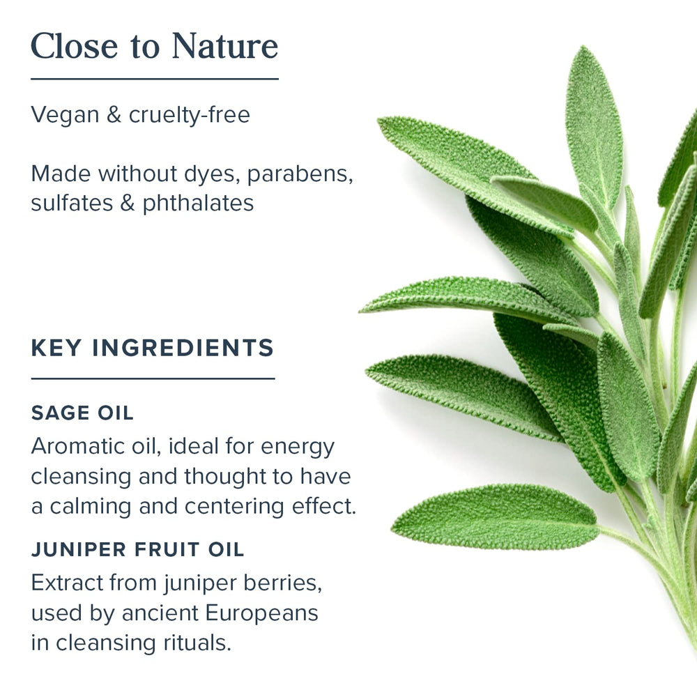 Mist dispersing from Heritage Store Aura Smudge sage spray with earthy aroma