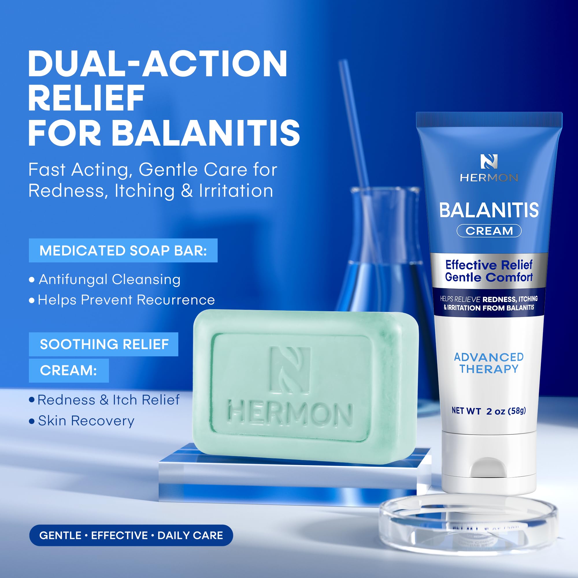 Hermon clotrimazole one-percent cleansing soap image shows gentle cleansing for intimate care.