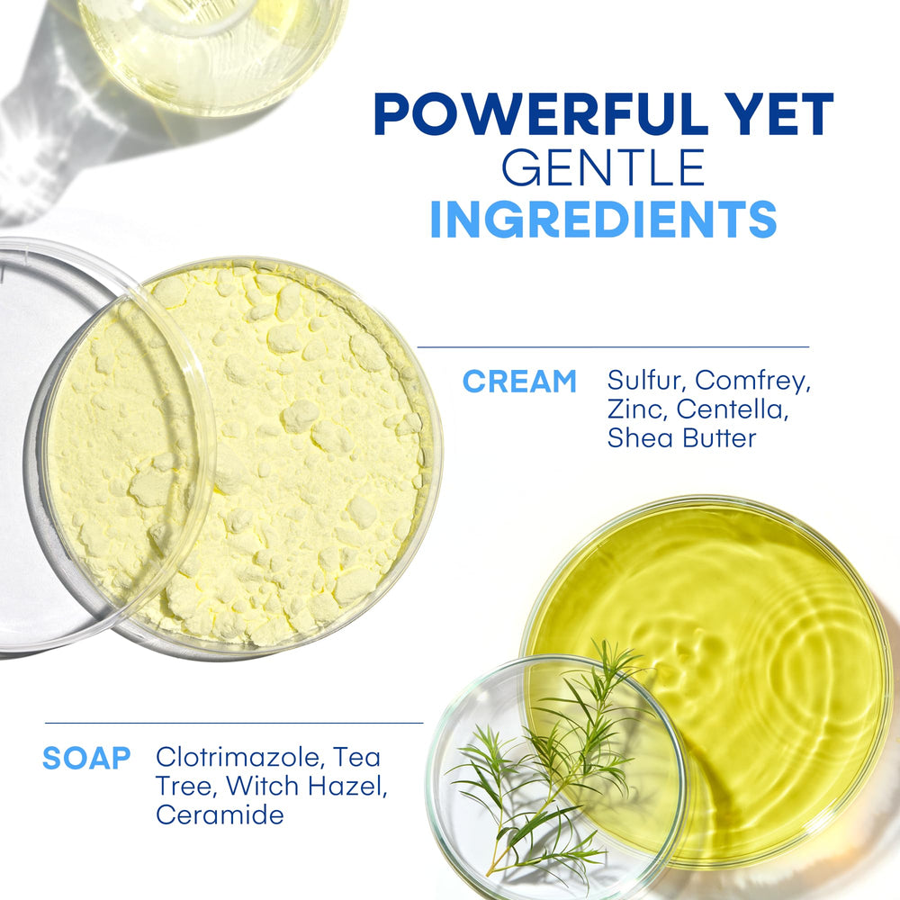 Hermon mineral and botanical formula visual emphasizes calming and protective skin support.
