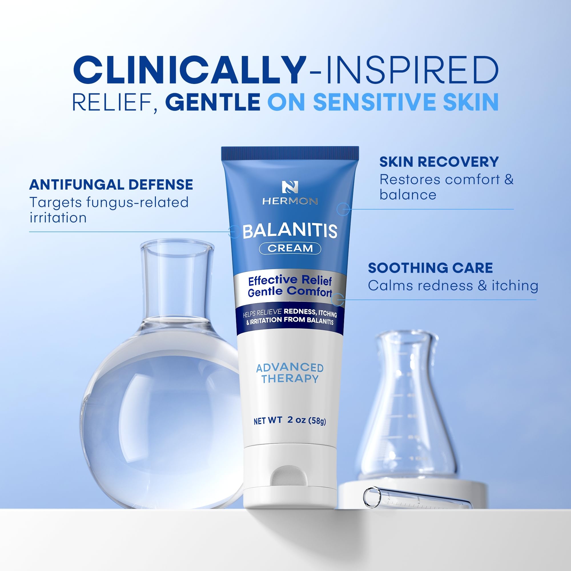 Hermon soothing cream two-ounce bottle pictured for ongoing daily comfort.