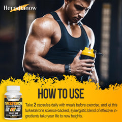 Herodianow testosterone packaging emphasizes USA manufacturing and Non-GMO formulation