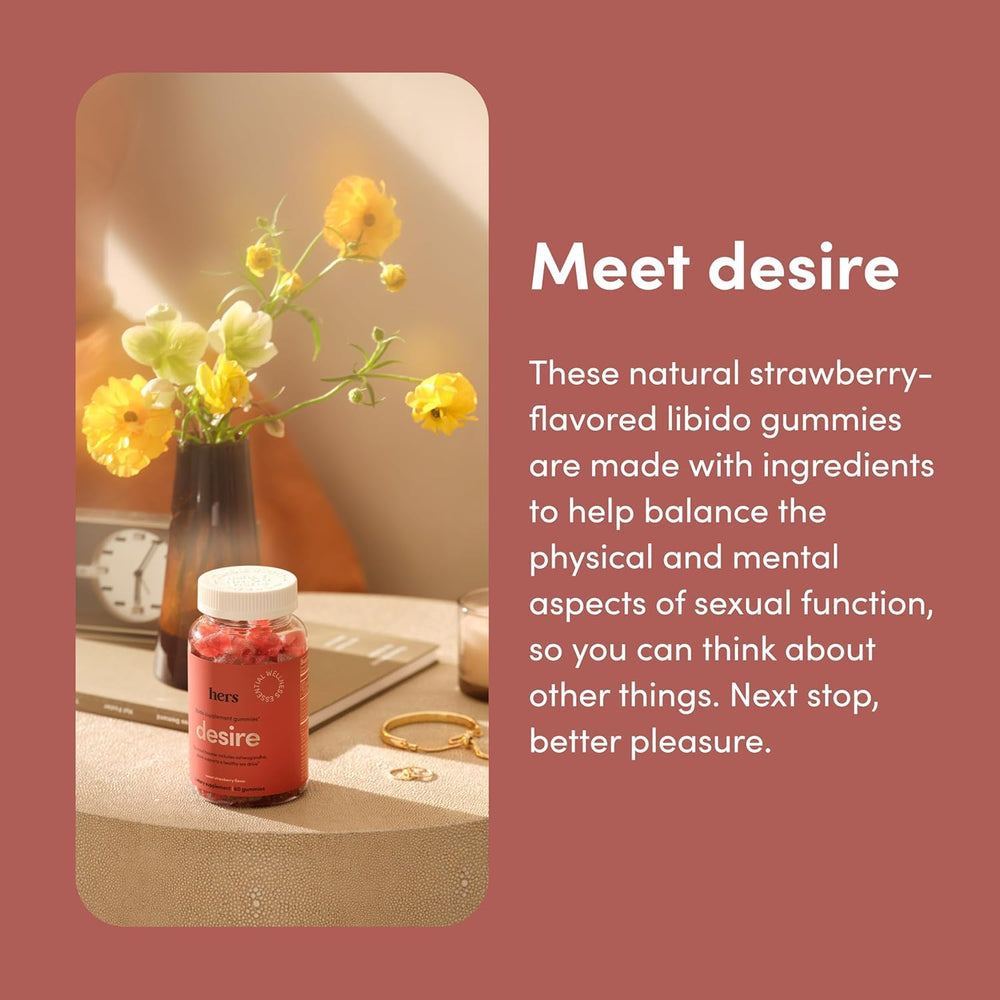 Hers Desire serving-size image indicating daily intake.