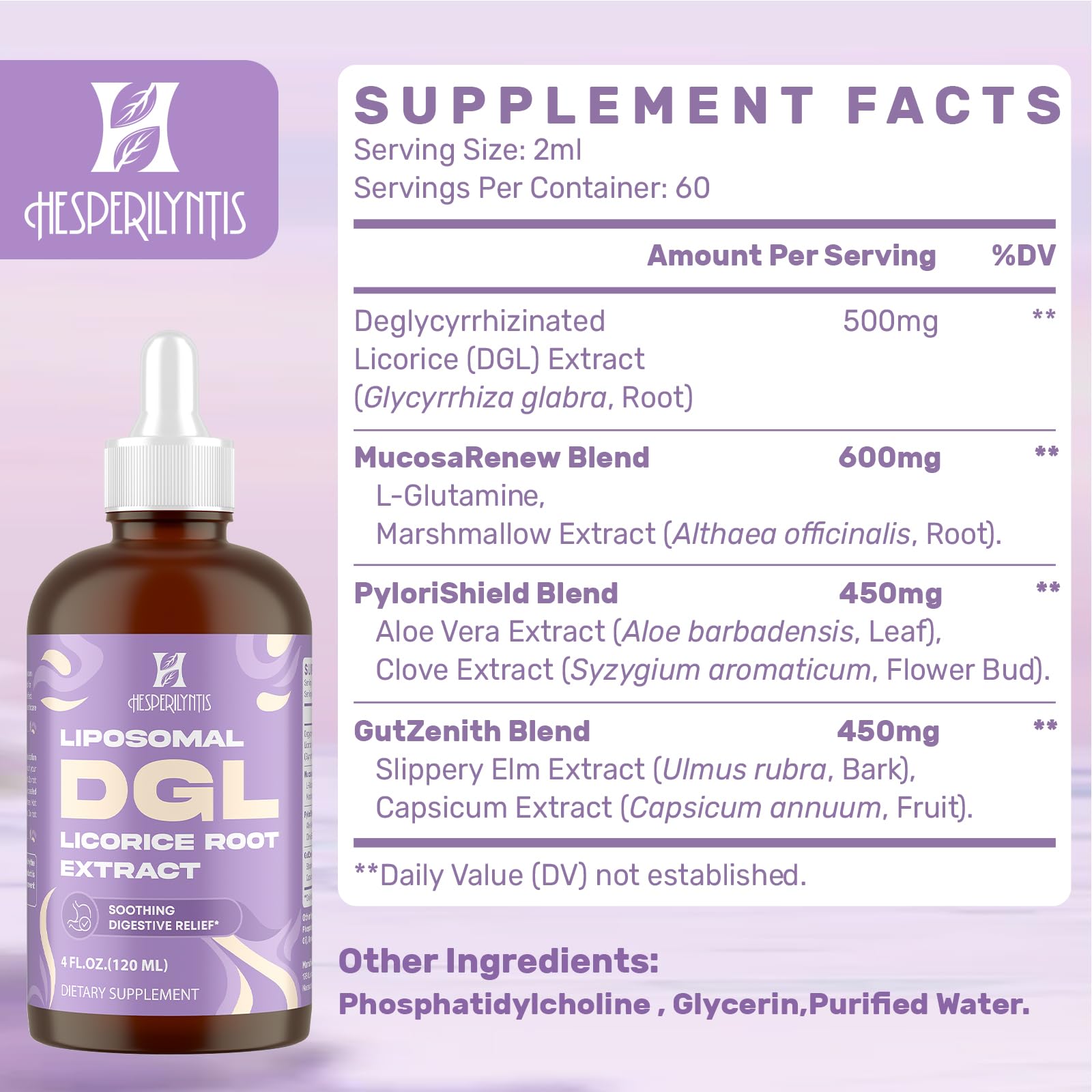 Hesperilyntis Liposomal DGL Licorice liquid ready for daily routine.
