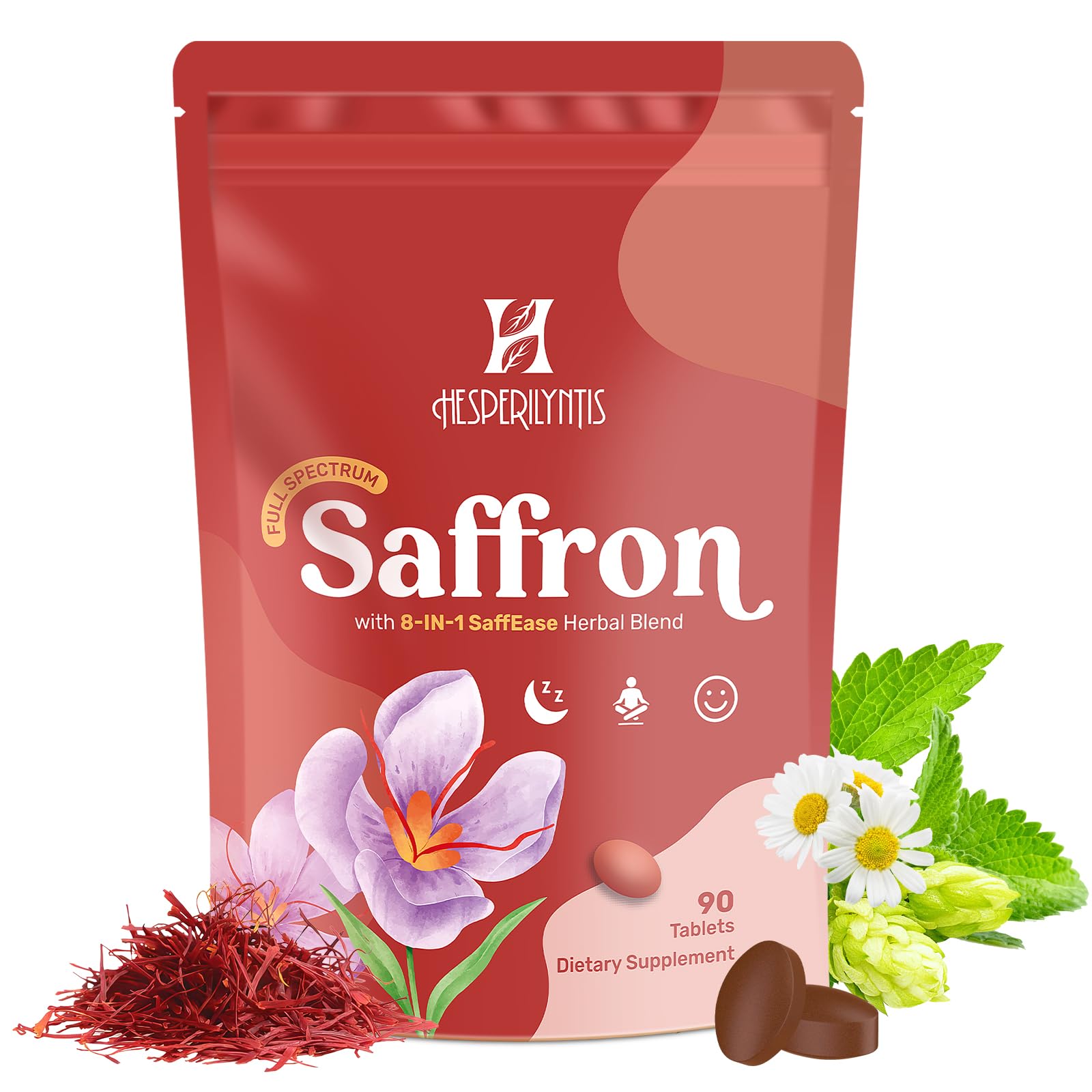 Hesperilyntis saffron tablets in pouch promote daily mood balance and long-lasting freshness.