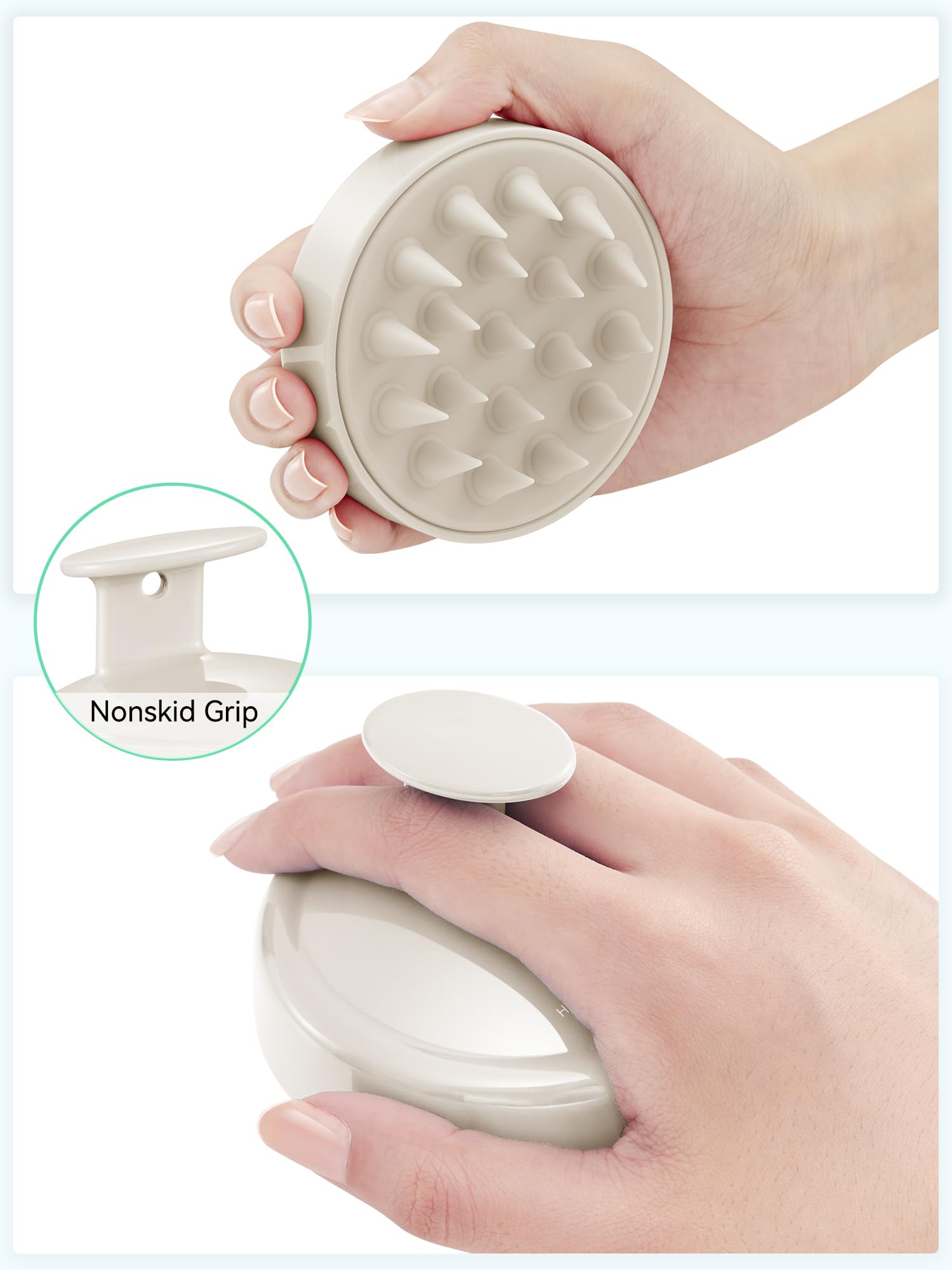 HEETA Cepillo exfoliante para cuero cabelludo que mejora la limpieza y la distribución de productos.