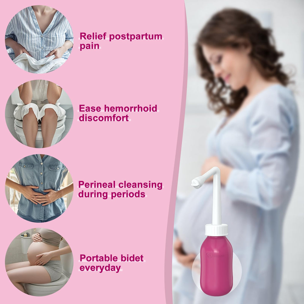 Hetaida postpartum essential bottle highlighting ergonomic design for recovery