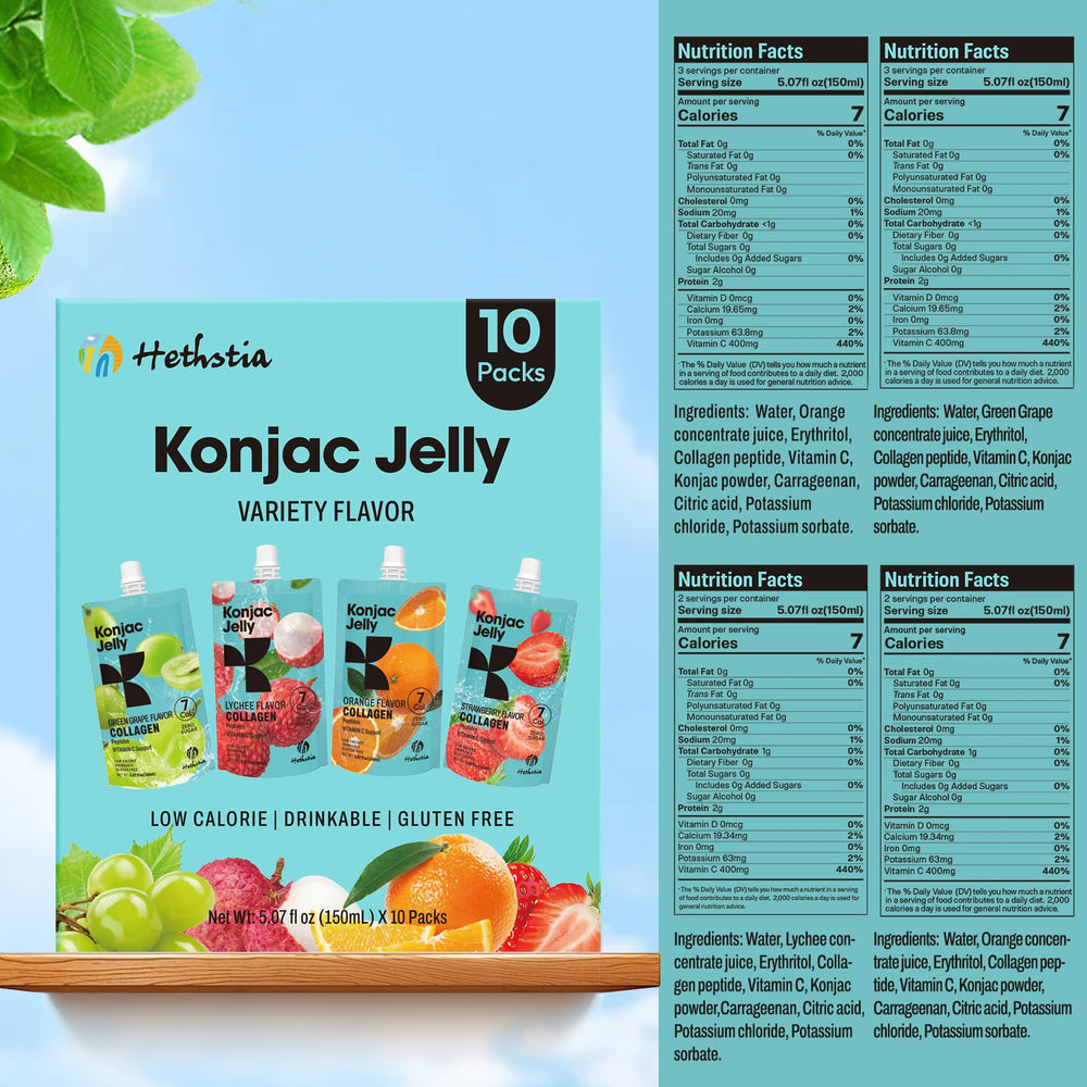 Hethstia Konjac Jelly Green Grape Pack: keto-friendly, portable snack