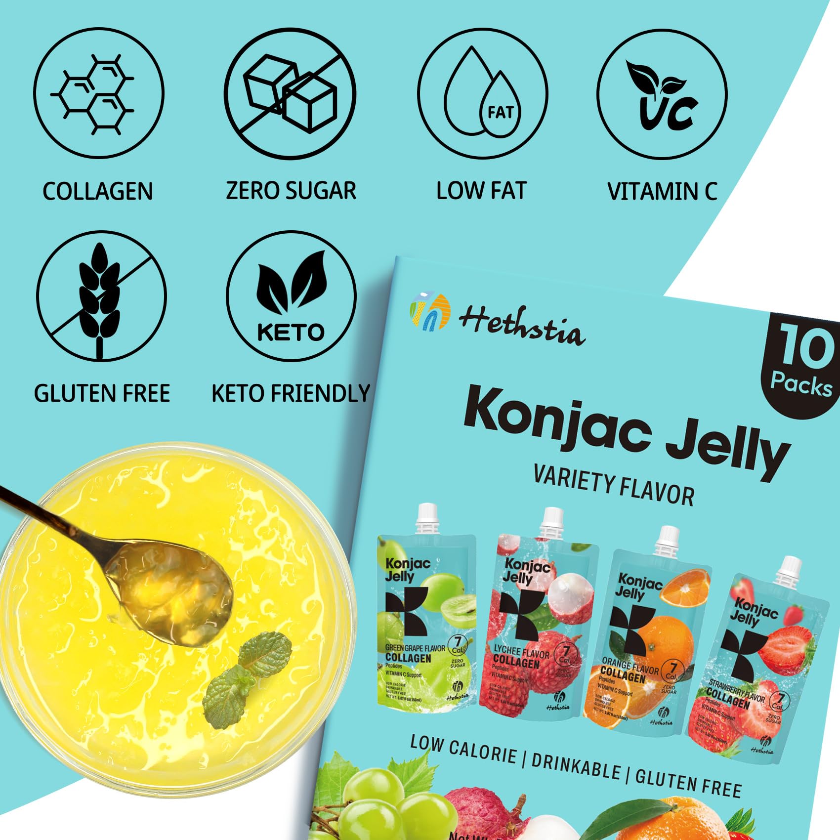 Hethstia Konjac Jelly Lychee Bite: chewy, refreshing treat with vitamin C