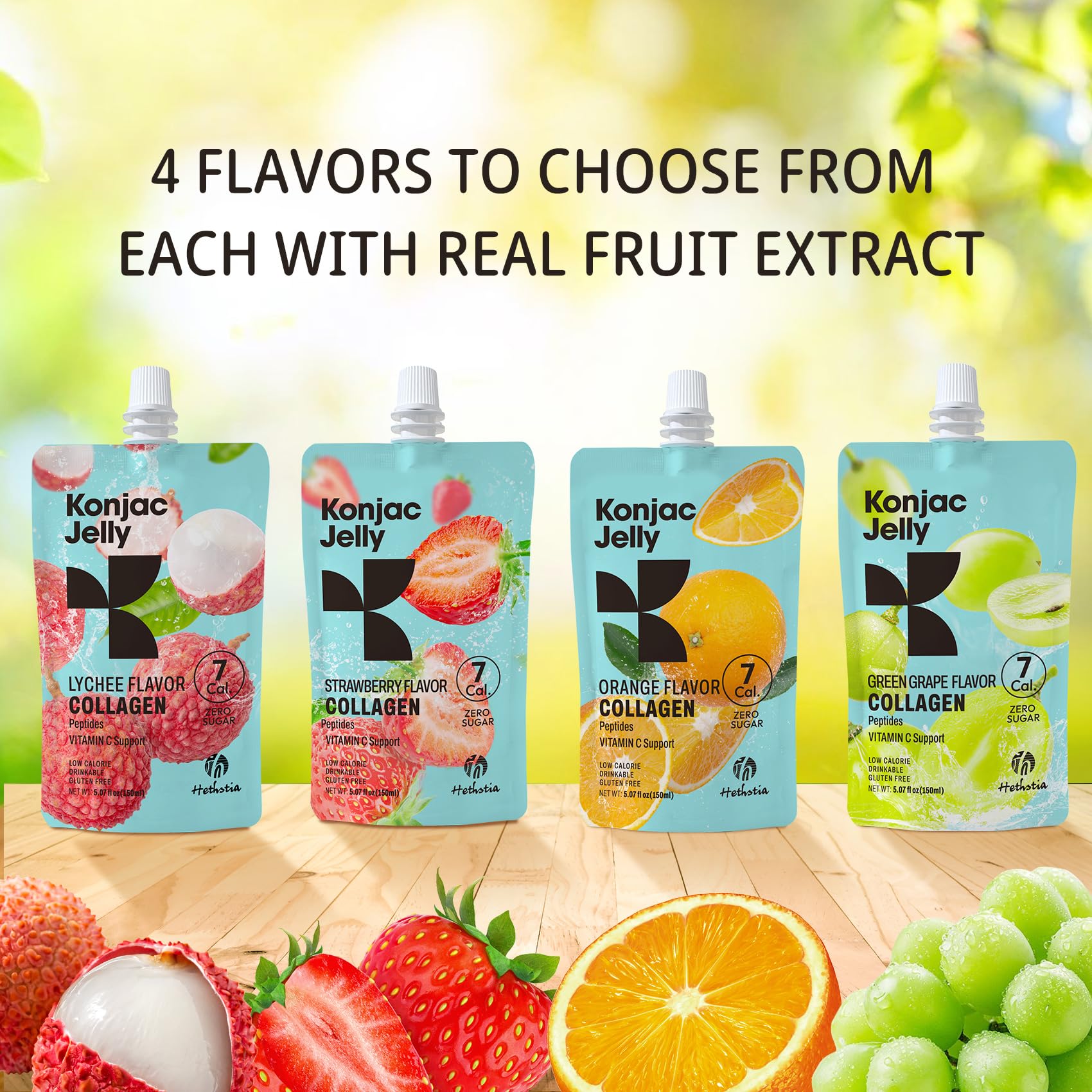 Hethstia Konjac Jelly Nutrition Panel: contains collagen peptides and vitamin C