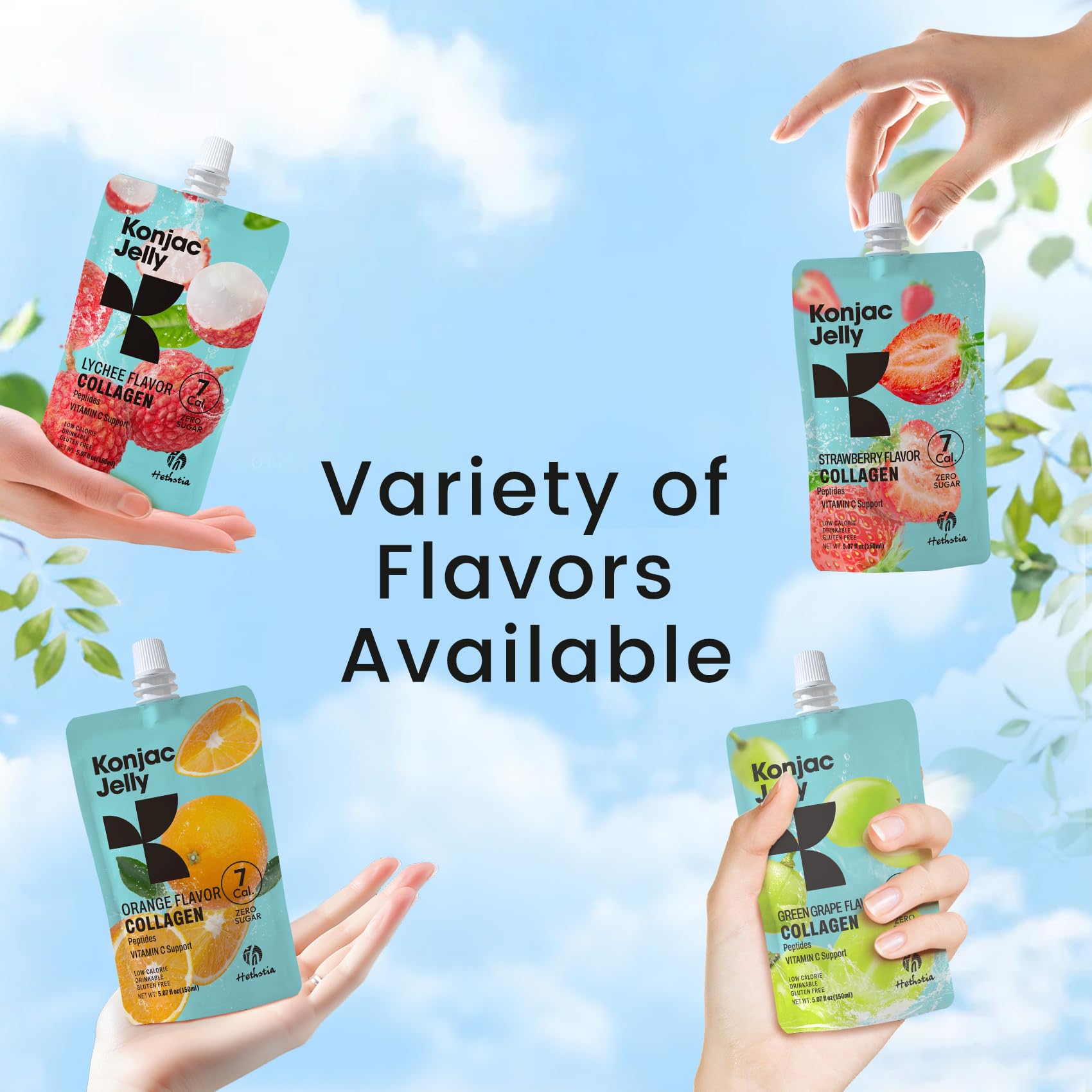 Hethstia Konjac Jelly Strawberry & Orange Bite: bouncy texture in a portable pouch