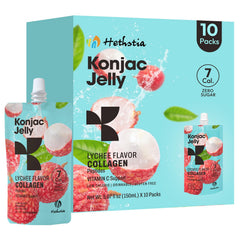 Hethstia Konjac Lychee Drinkable Jelly pouch—refreshing on the go, low calorie snack.