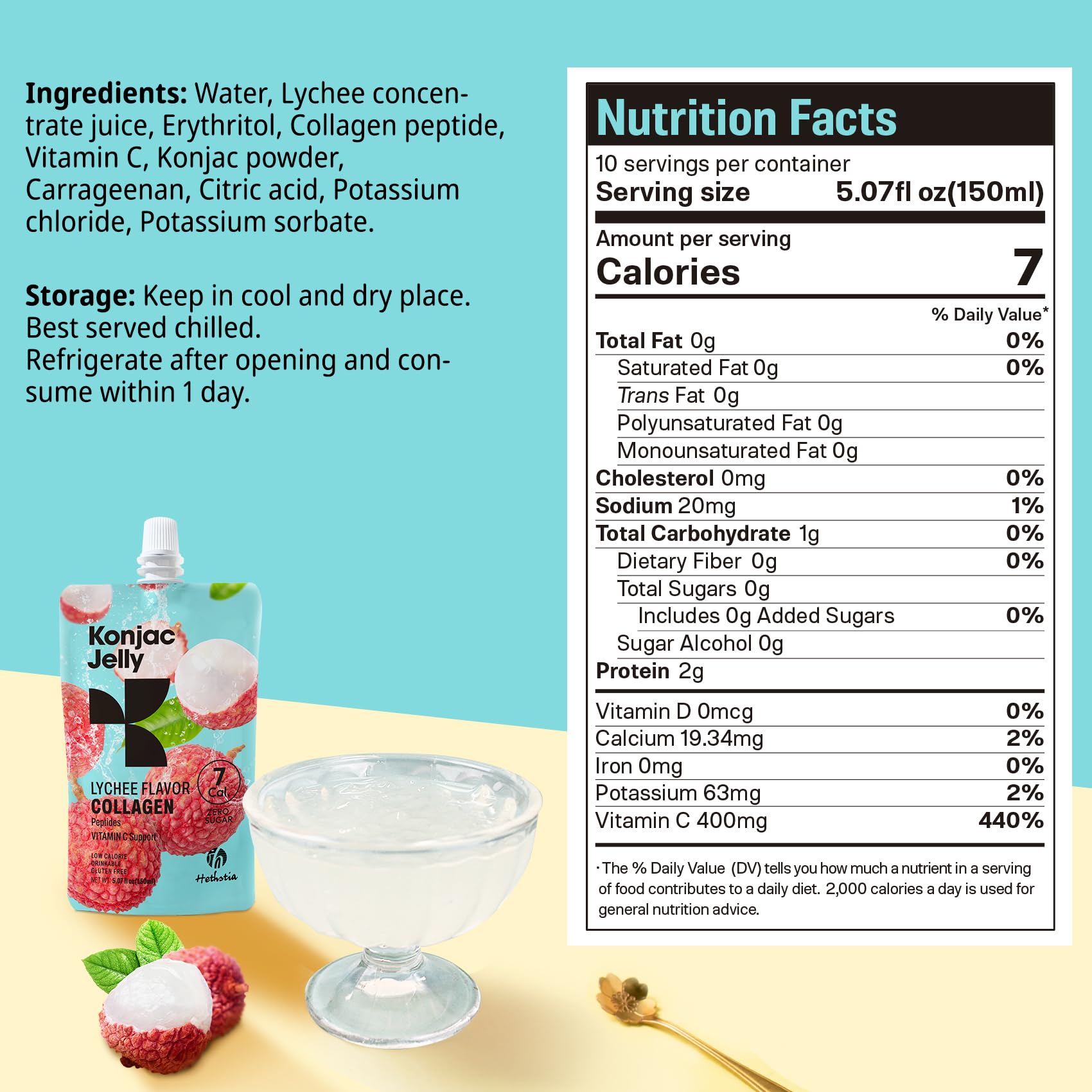 Hethstia Lychee Jelly with Vitamin C—a zesty, convenient pouch.