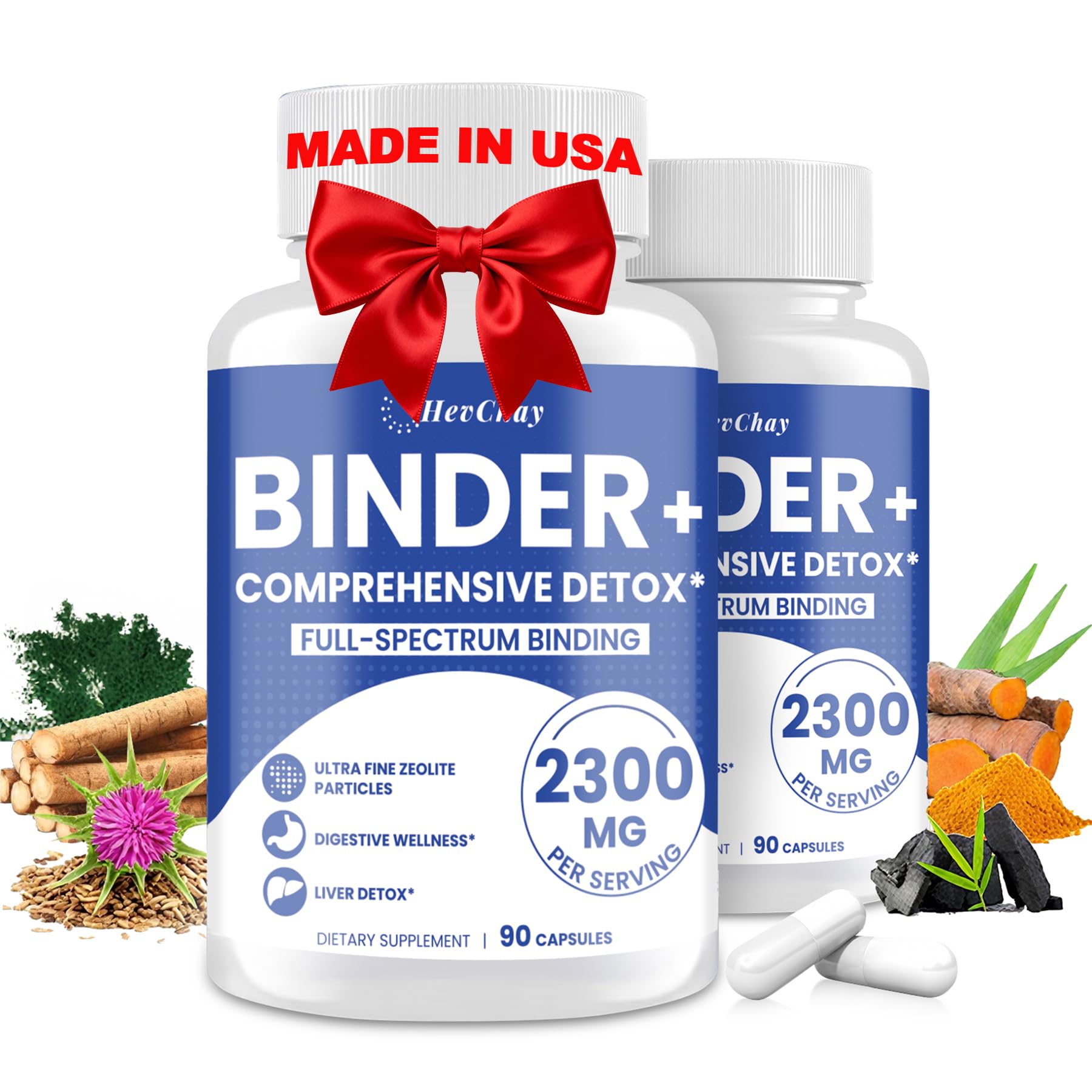 HevChay detox binder 2300mg bottle for daily cleansing routine