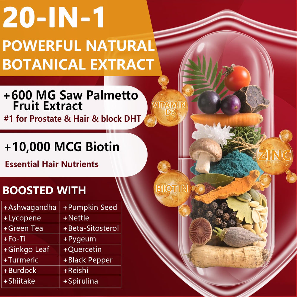 Close-up of HevChay DHT Blocker ingredients blend with saw palmetto