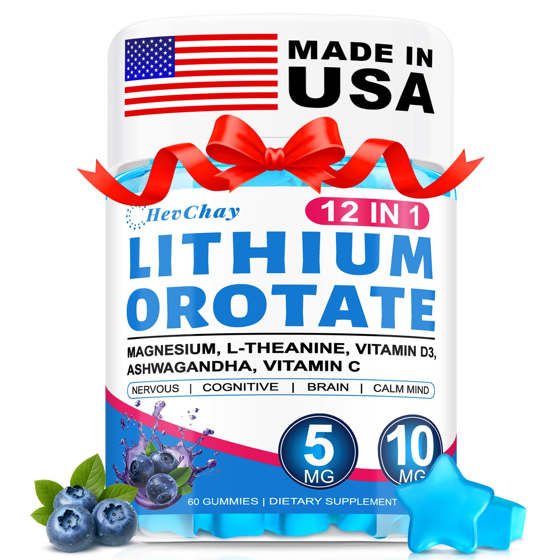 HevChay lithium orotate bottle with high-bioavailability formula for daily support