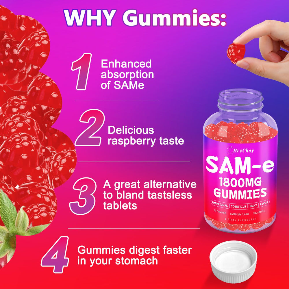 Vegan ingredients panel of HevChay SAM-e gummies confirming clean label and purity.
