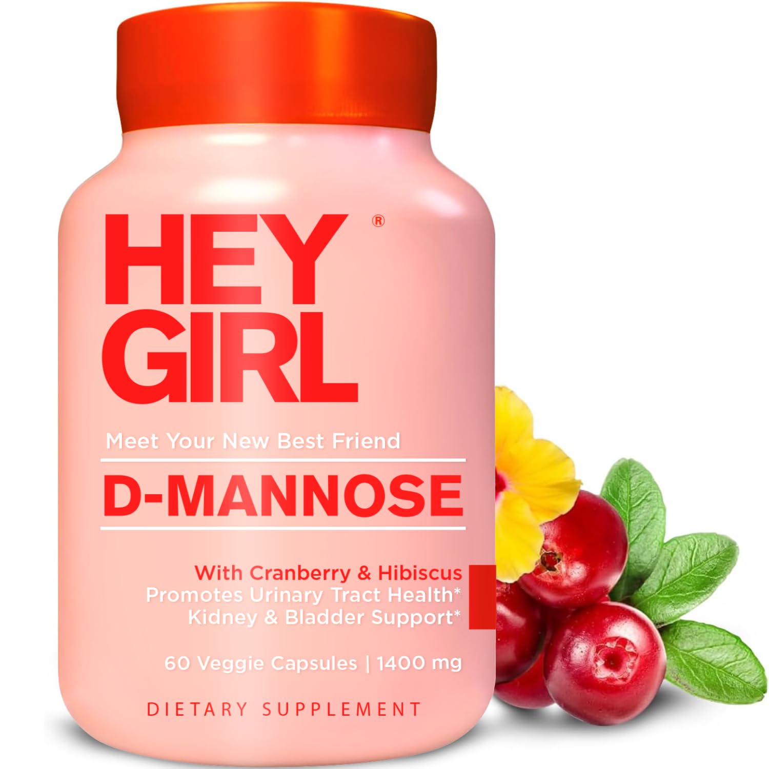 Hey Girl Nutrition D-Mannose capsules bottle supports urinary comfort.