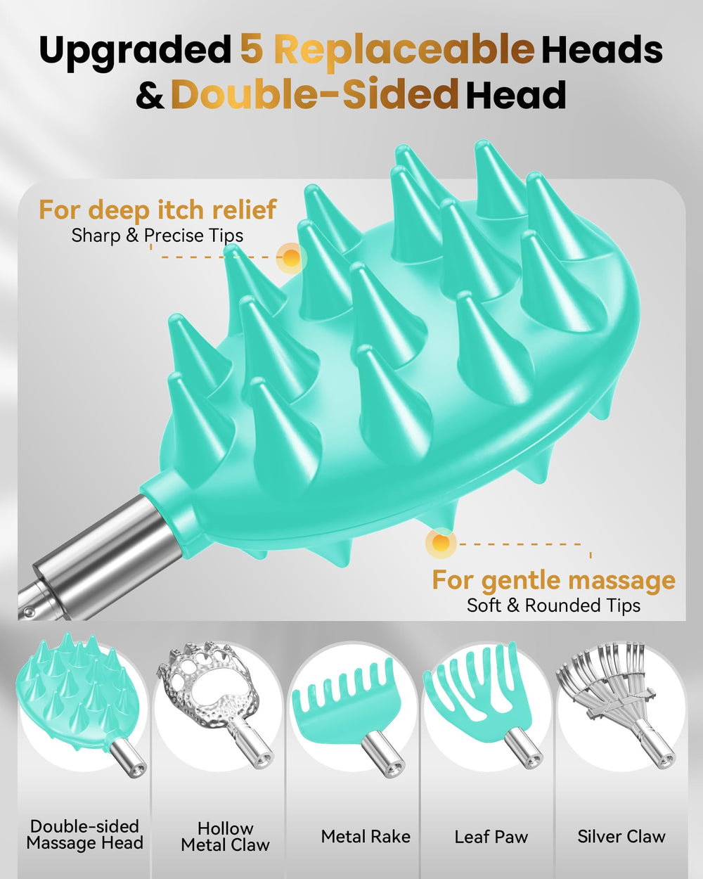 HEYAXA back scratcher extends to 33.85 inches for neck and full-back access.