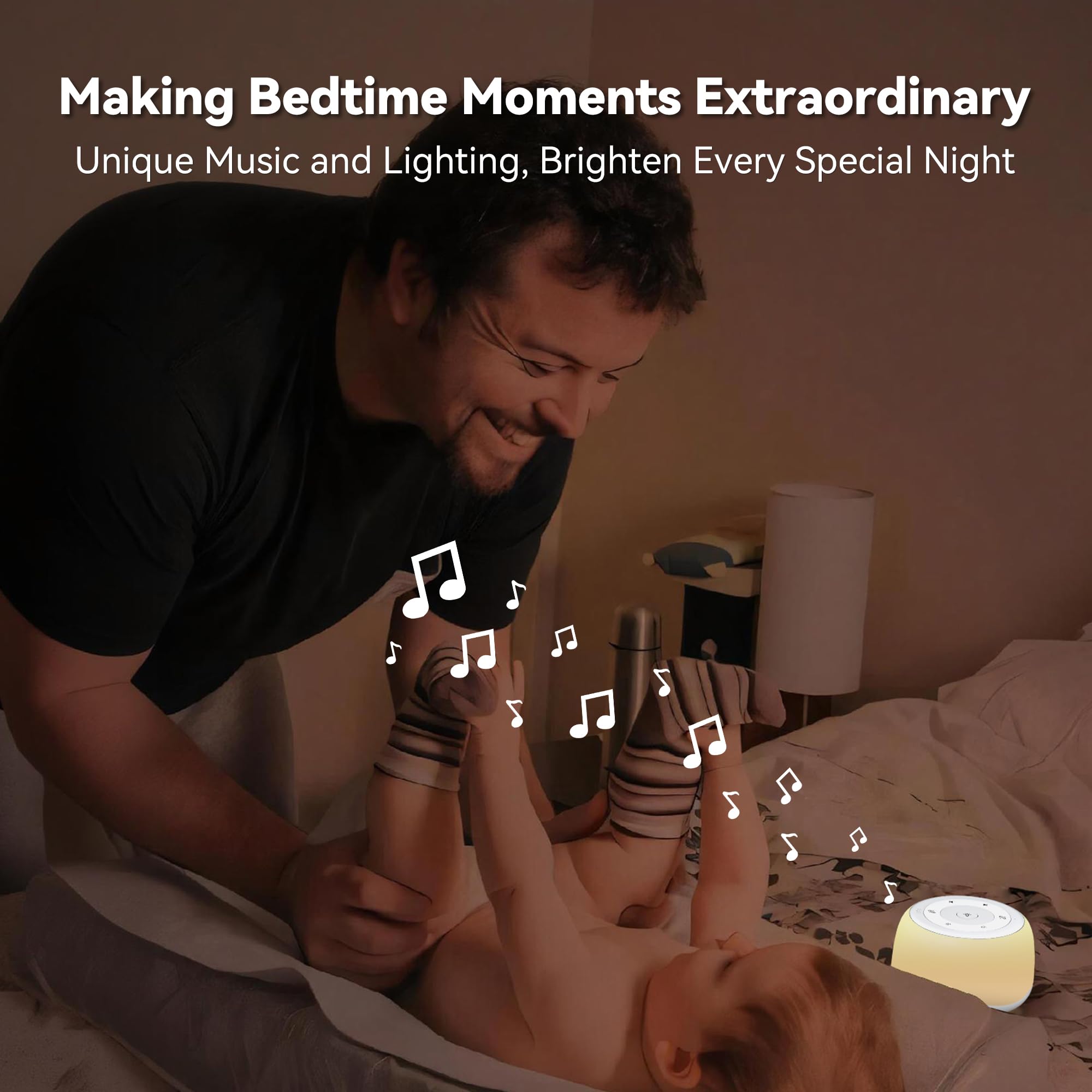 HEYAXA memory function recalls last sound, volume, and light settings for quick setup.
