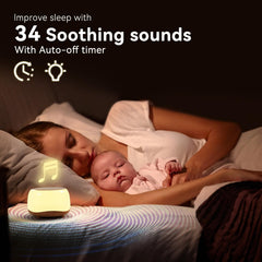 HEYAXA night light shows seven colors for a cozy bedtime glow.