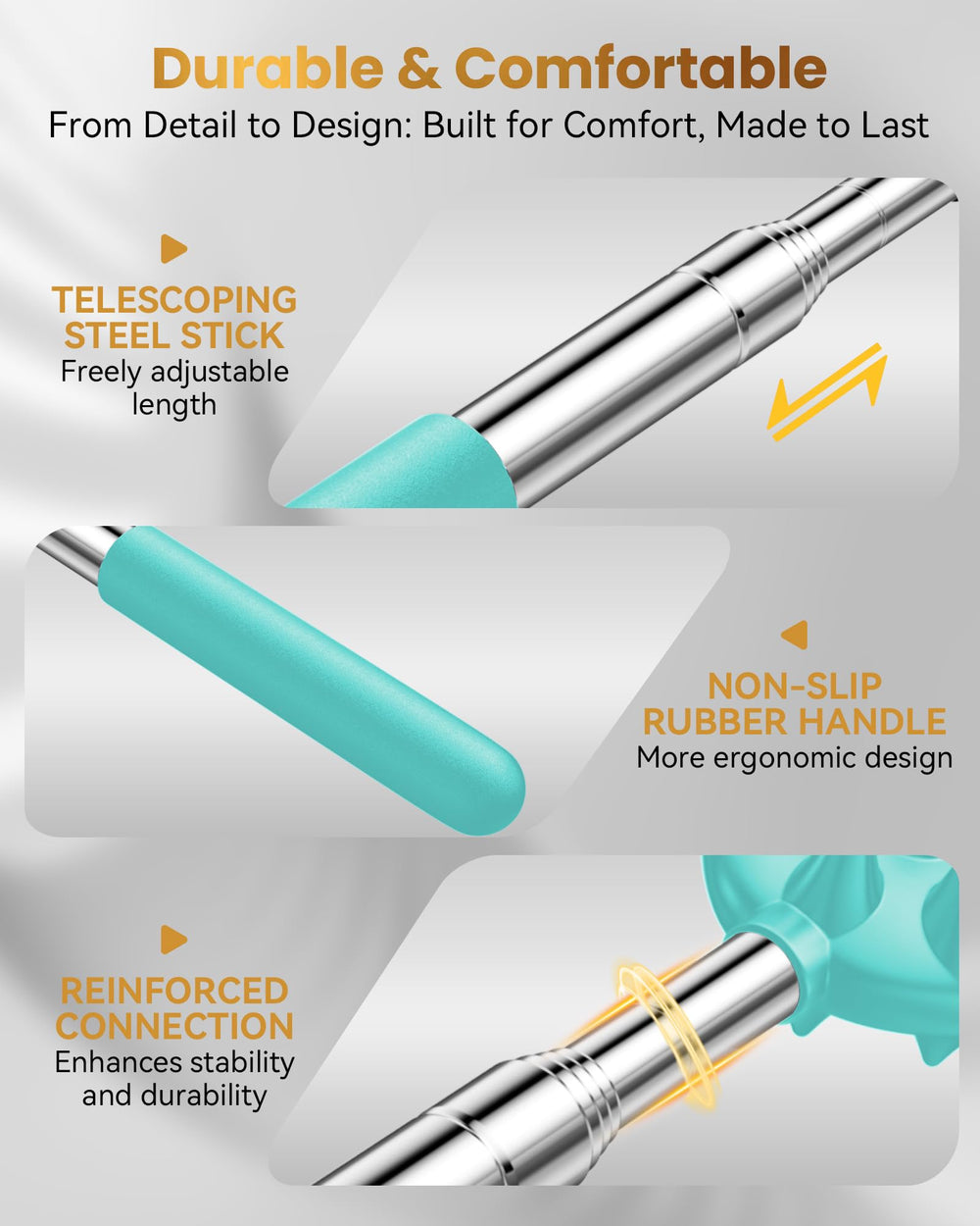 HEYAXA rake head with wider edge for broader coverage