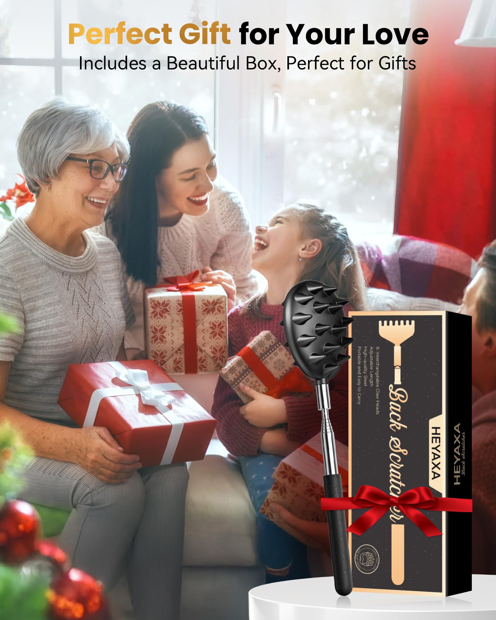 HEYAXA rake head with wide edge for broad scratching sensation