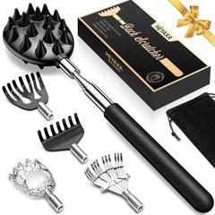 HEYAXA telescoping back scratcher with five detachable heads for versatile reach