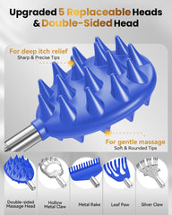 HEYAXA telescoping back scratcher extended to reach neck and back comfortably.