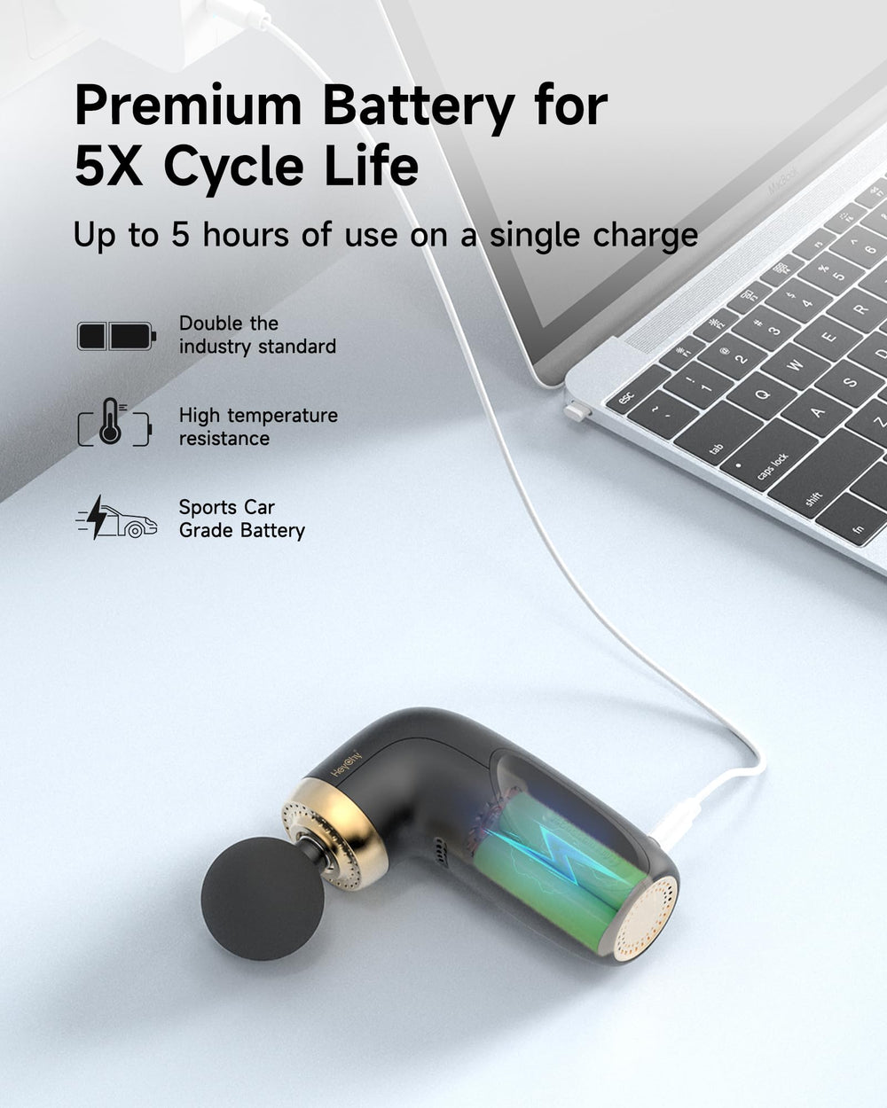 HEYCHY A1 USB-C charging for effortless power on the move.
